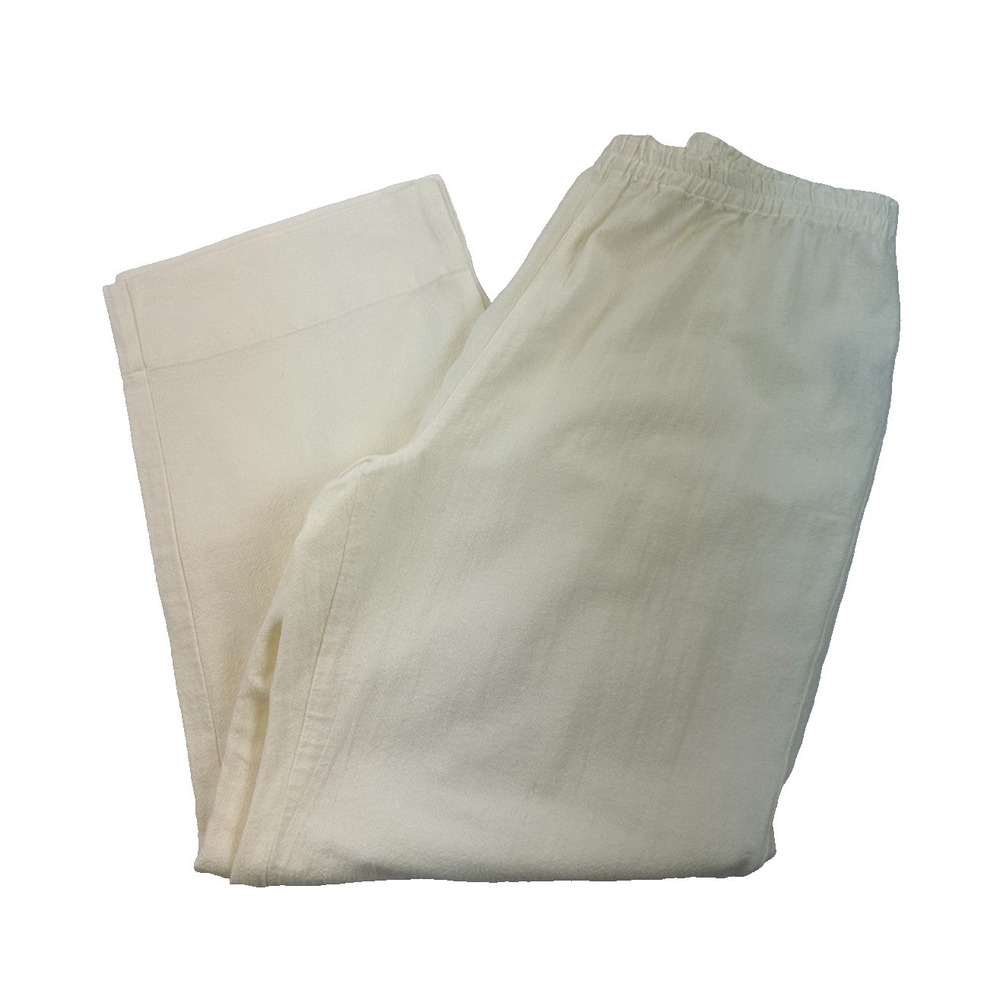 Soft Surroundings Cotton Wide Leg Pant Pull On Ivory Lightweight Petite Large